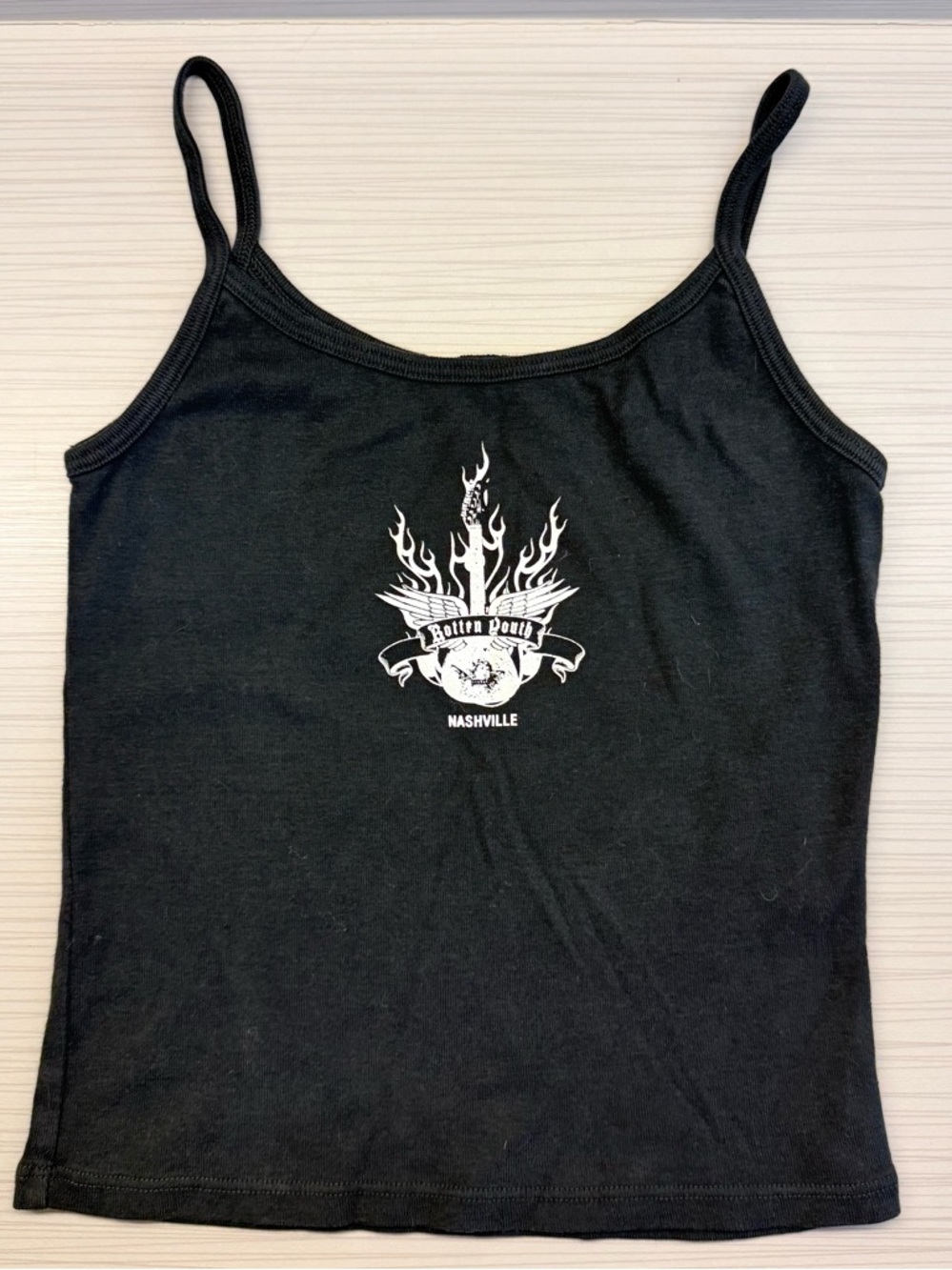 Brandy Melville John Galt Nashville Graphic Black Spaghetti Strap Tank Top